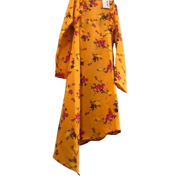 NA-KD Tangerine Floral dream Asymmetric Dress size 2 NEW - Picture 2 of 7
